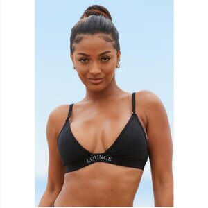 Lounge Swim Top rare black bikini white Logo Band Stylish Minimalist medium